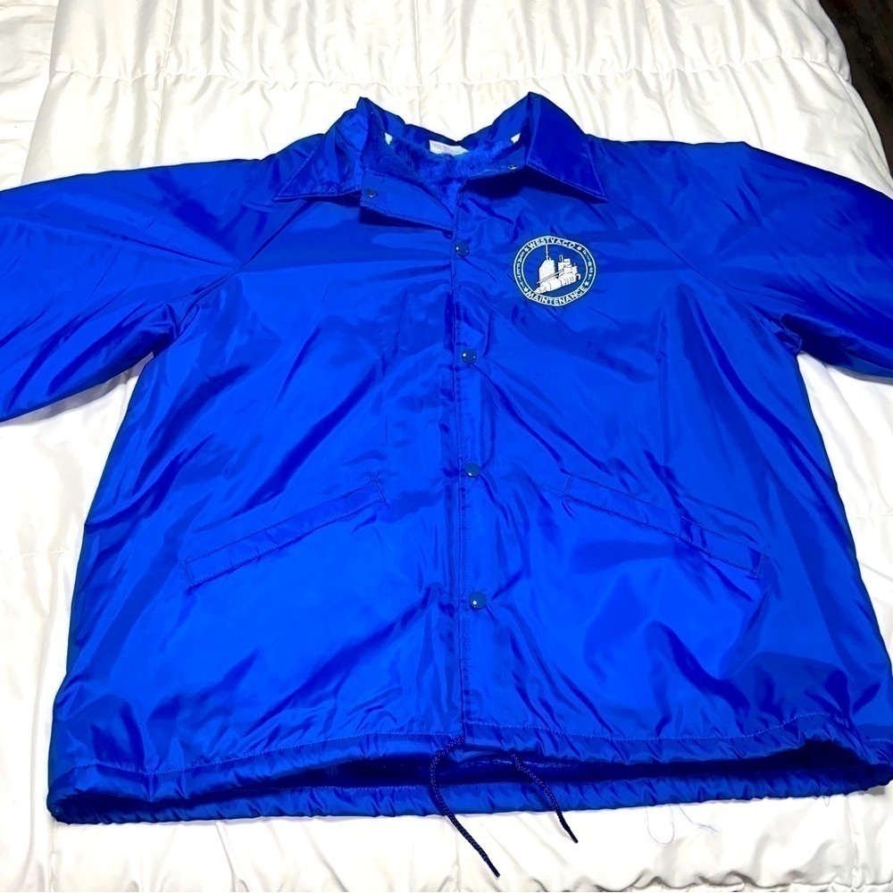 Vintage Snap Button Sports Jacket XL Blue Work Jacket 70’s 80’s 90’s